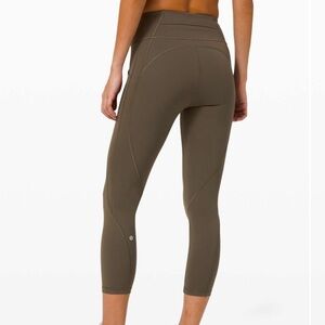 Lululemon Time To Sweat Crop 23" Dark Olive reflective green dark legging tight
